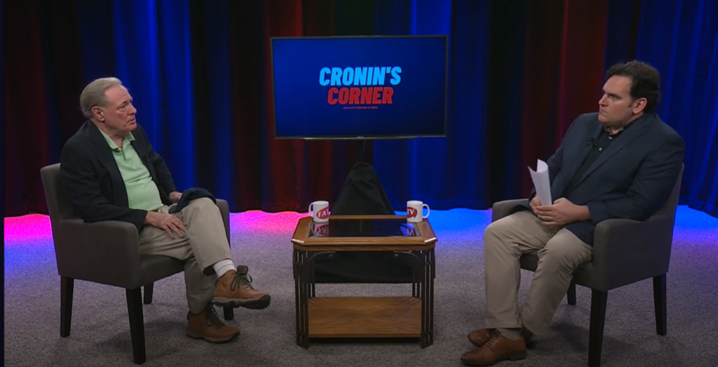 Two men on a talk show, Cronin's Corner.